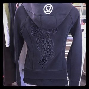 Lululemon 4 Embroidered Floral Scuba Sweater